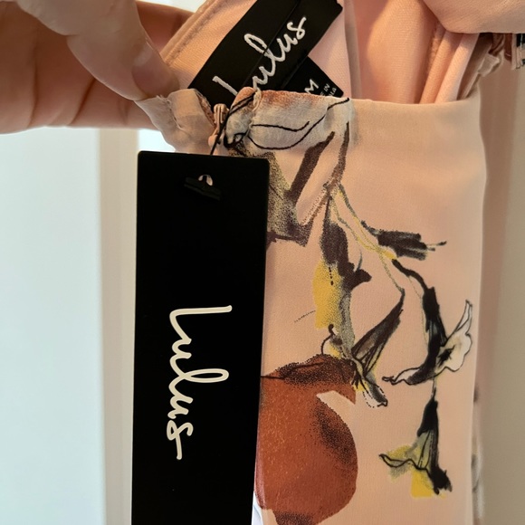 Lulus - Cherished Moment Blush Pink Floral Print Lace-Up Skater Dress - Picture 5 of 5